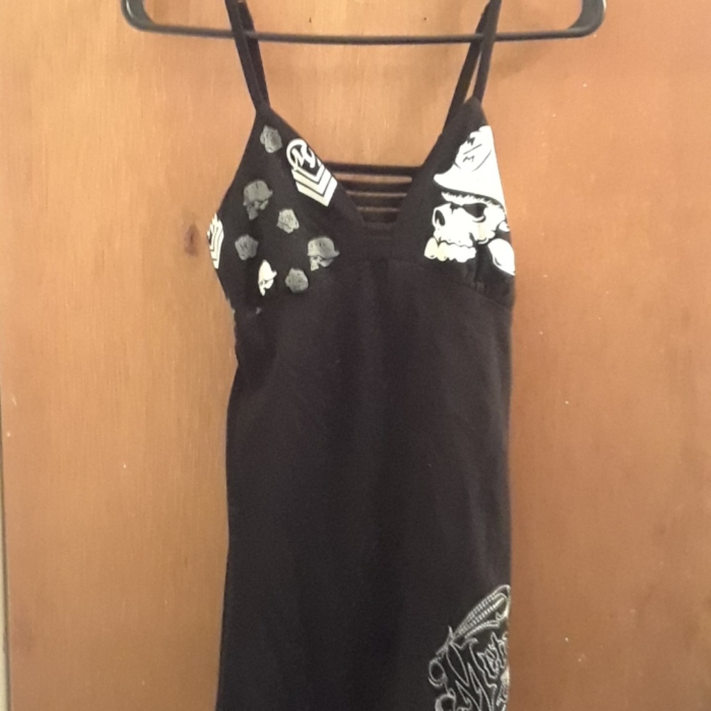 Metal Mulisha caged open back top cut out skull M